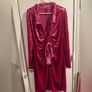 SHEIN hot pink dress velvet